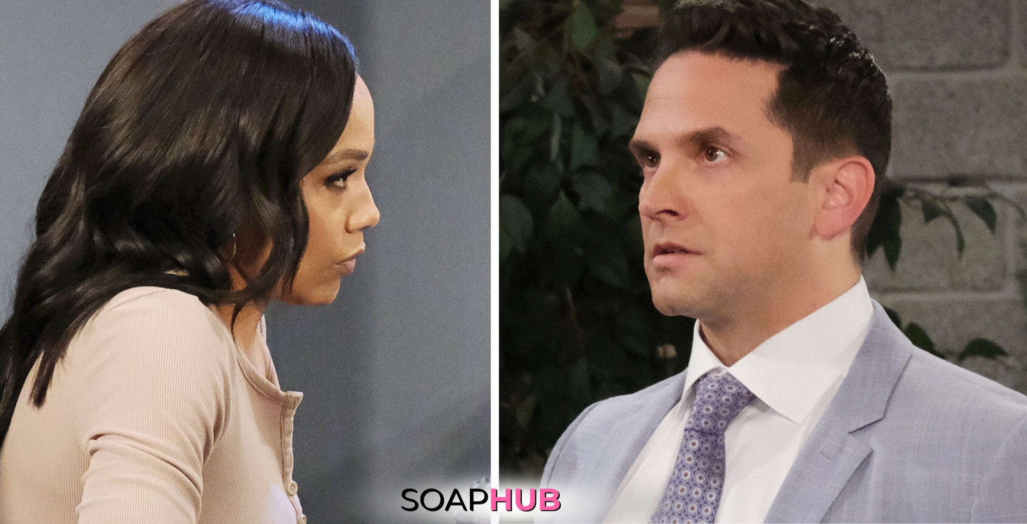 Days of our Lives Spoilers August 9 Stefan and Jada with the Soap Hub logo.