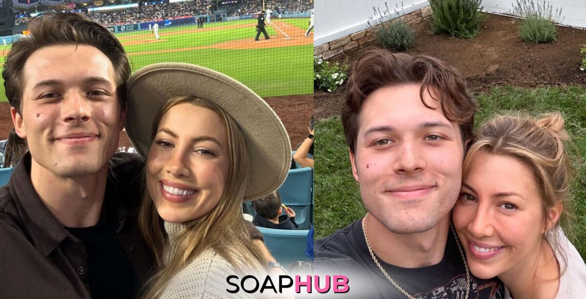 Days of Our Lives' Leo Howard and Natasha Hall with the Soap Hub logo across the bottom.