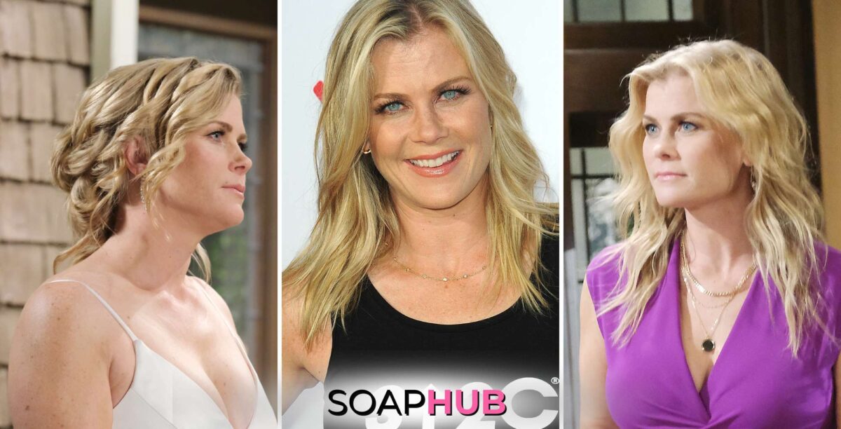 Alison Sweeney on Days of our Lives as Sami with the Soap Hub logo.