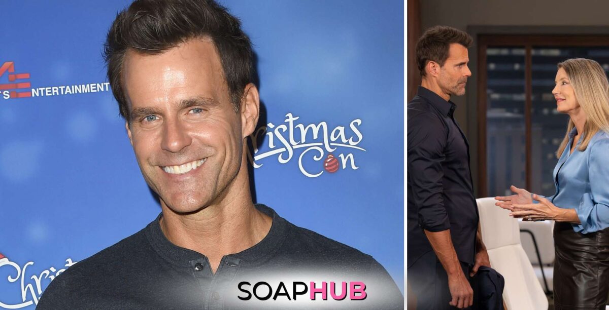 Cameron Mathison, Drew and Nina with the Soap Hub logo across the bottom.