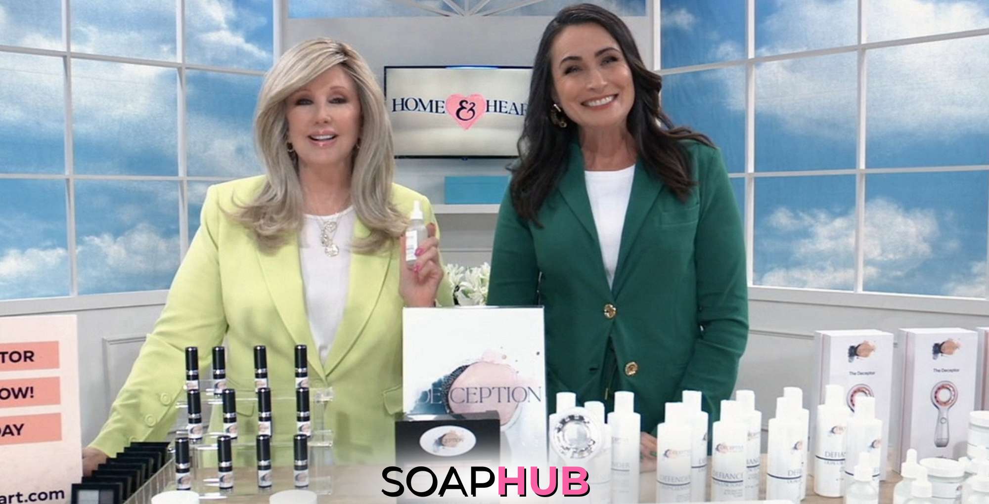 General Hospital's Morgan Fairchild and Rena Sofer with the Soap Hub logo across the bottom.