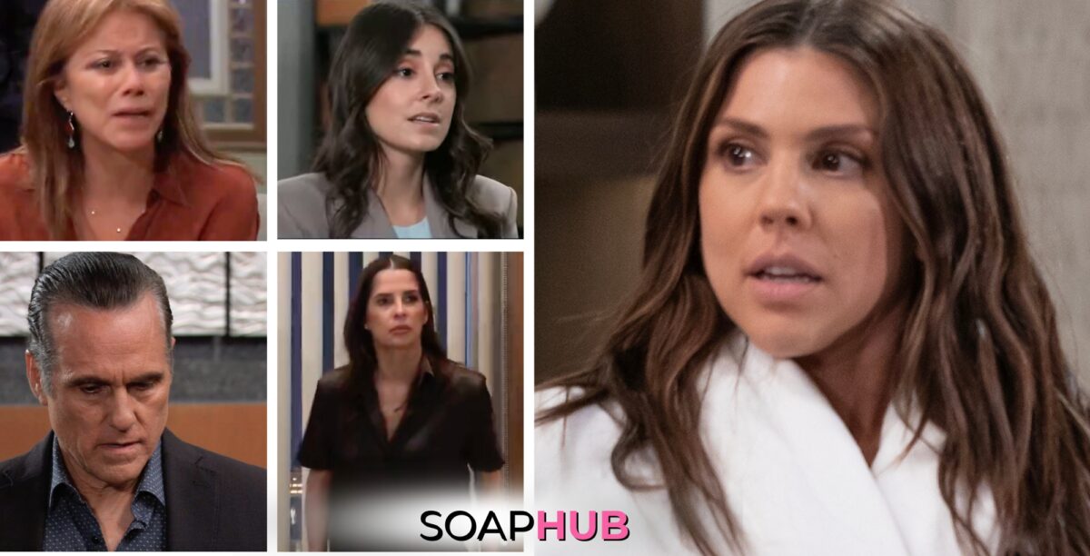 General Hospital spoilers for Tuesday, August 6, 2024, featuring Kristina and her family, with the Soap Hub logo near bottom of image.