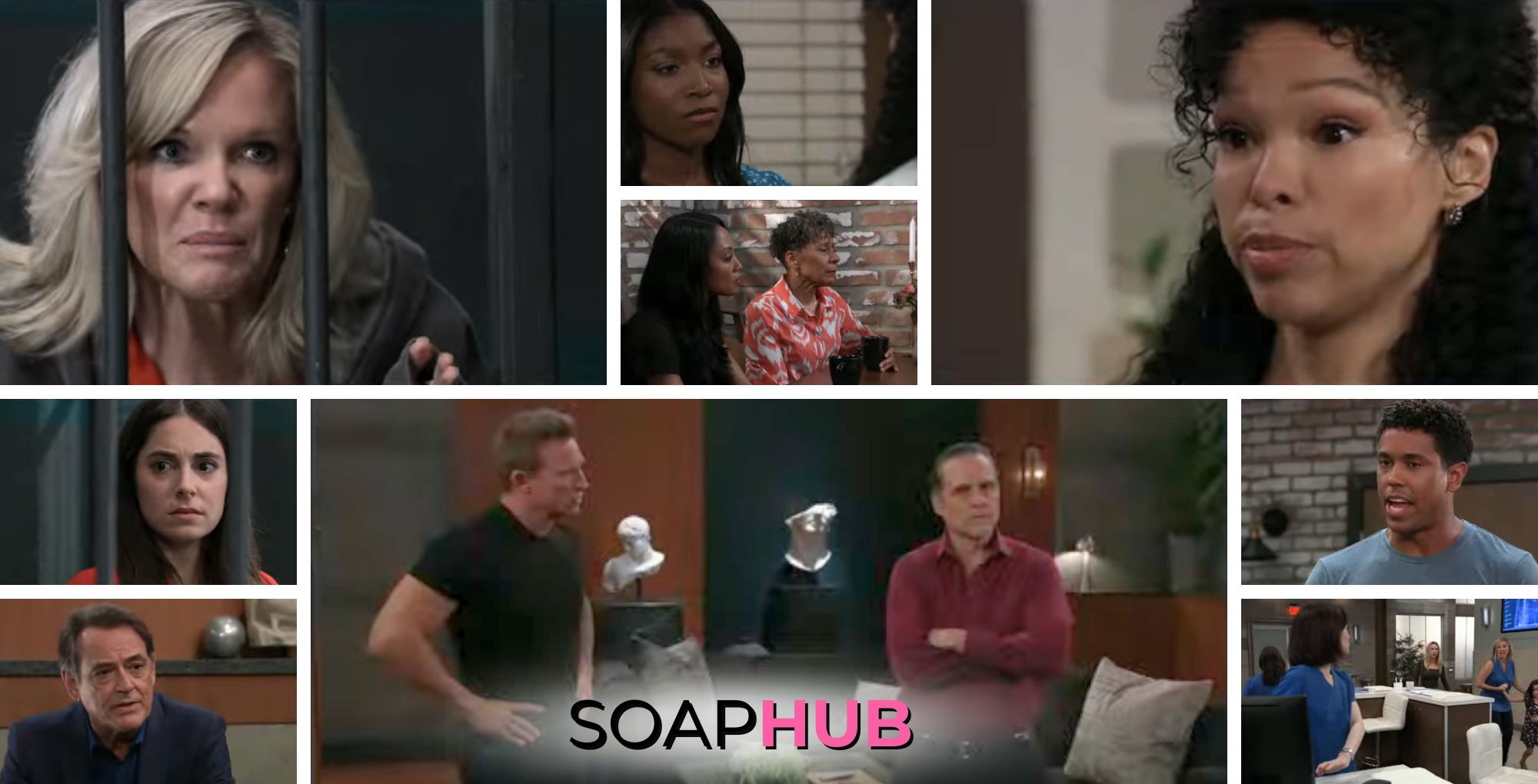 General Hospital preview collage for Wednesday, August 7, 2024, episode, with the Soap Hub logo across the bottom.