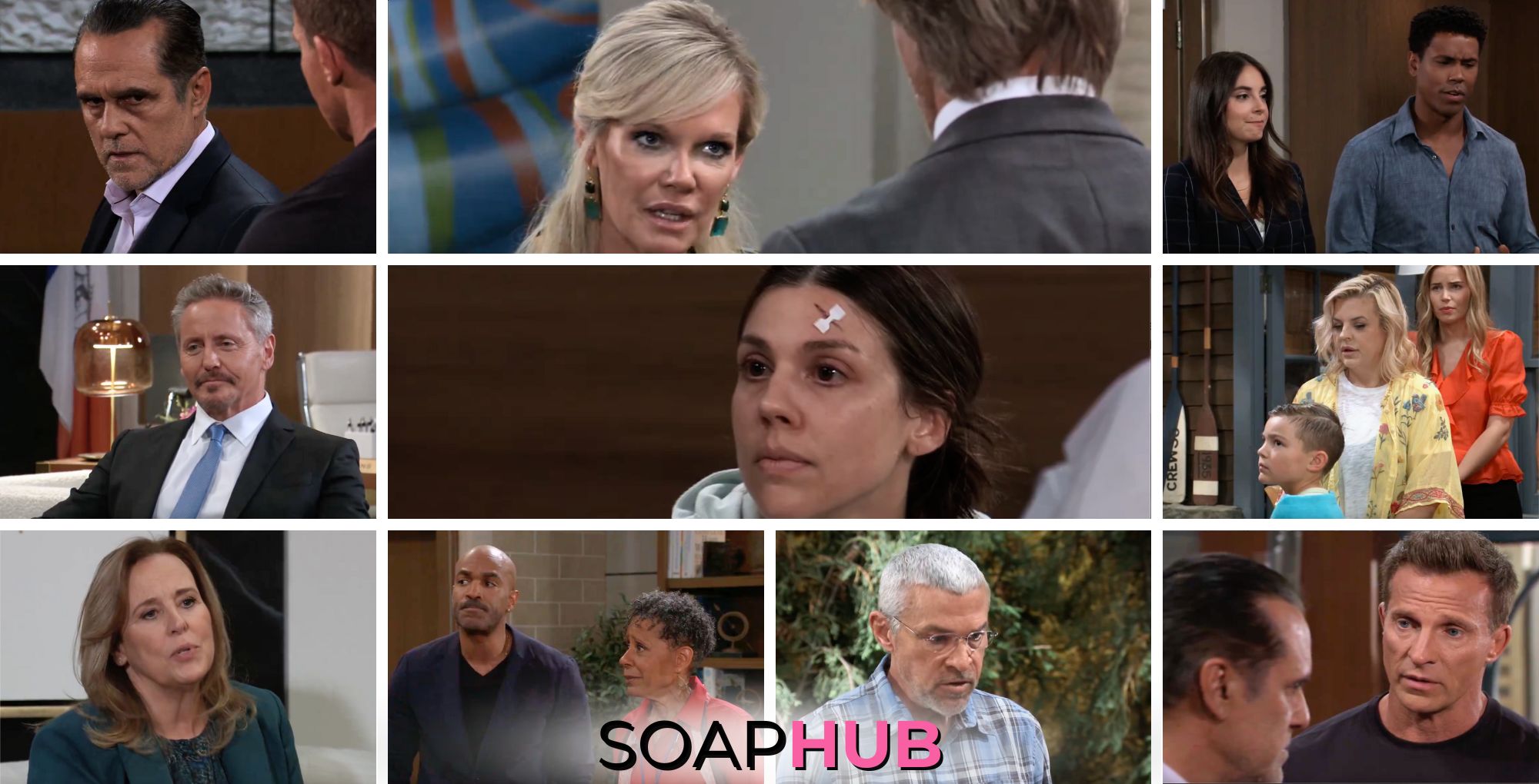 General Hospital preview collage for Friday, August 16, 2024, episode, with the Soap Hub logo across the bottom.