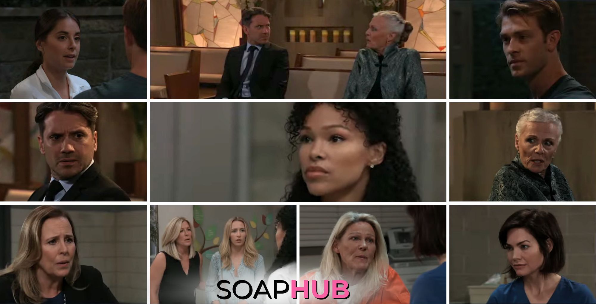 General Hospital preview collage for Tuesday, August 27, 2024, episode, with the Soap Hub logo across the bottom.