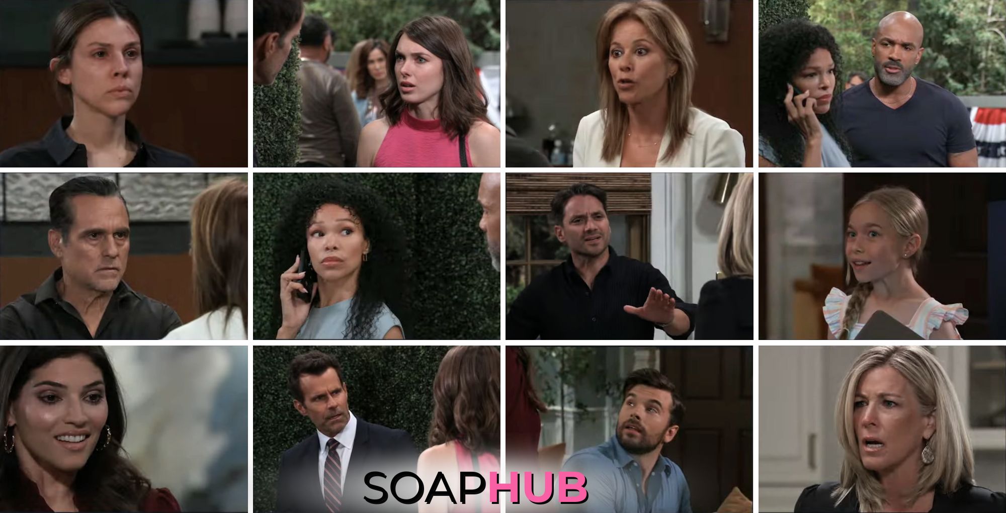 General Hospital preview collage for Thursday, August 29, 2024, episode, with the Soap Hub logo across the bottom.