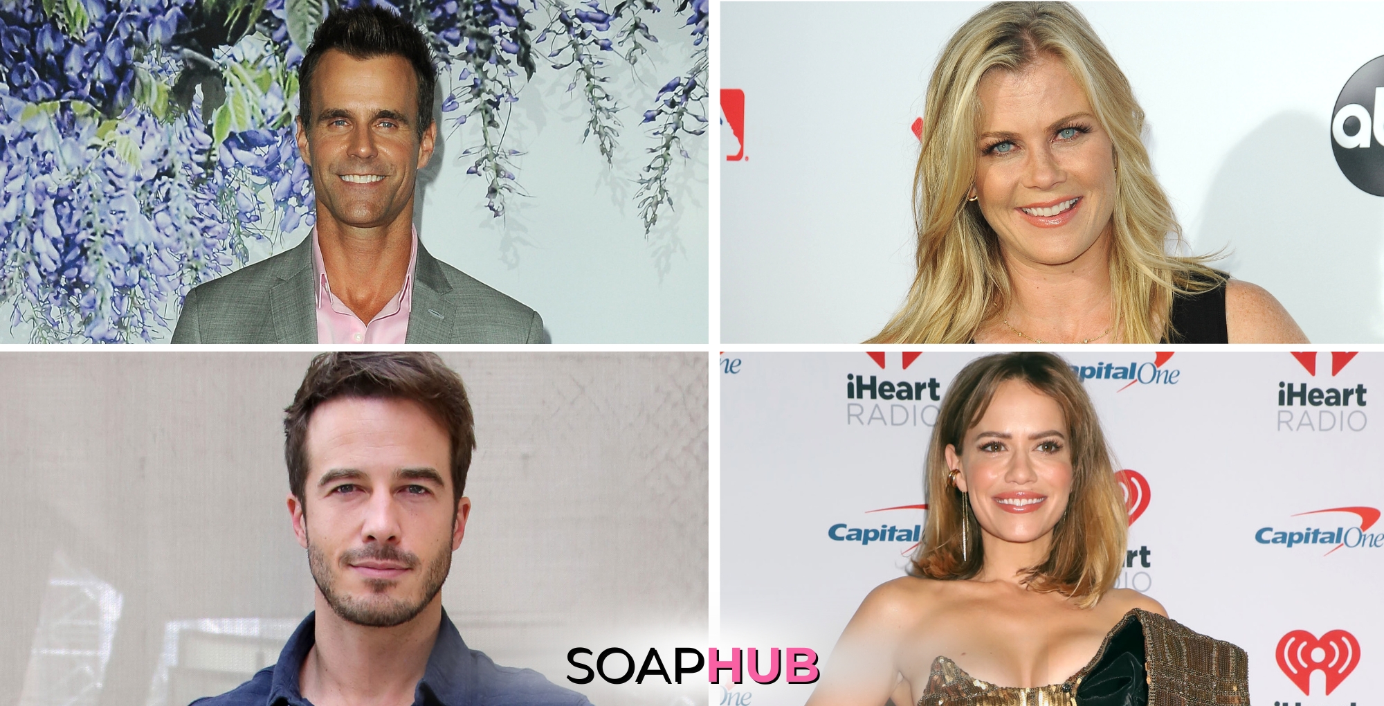 Cameron Mathison, Alison Sweeney, Ryan Carnes, and Bethany Joy Lenz with the Soap Hub logo across the bottom.