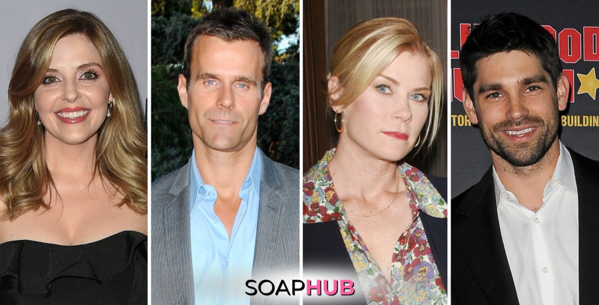 Jen Lilley, Cameron Mathison, Alison Sweeney, and Justin Gaston with the Soap Hub logo across the bottom.