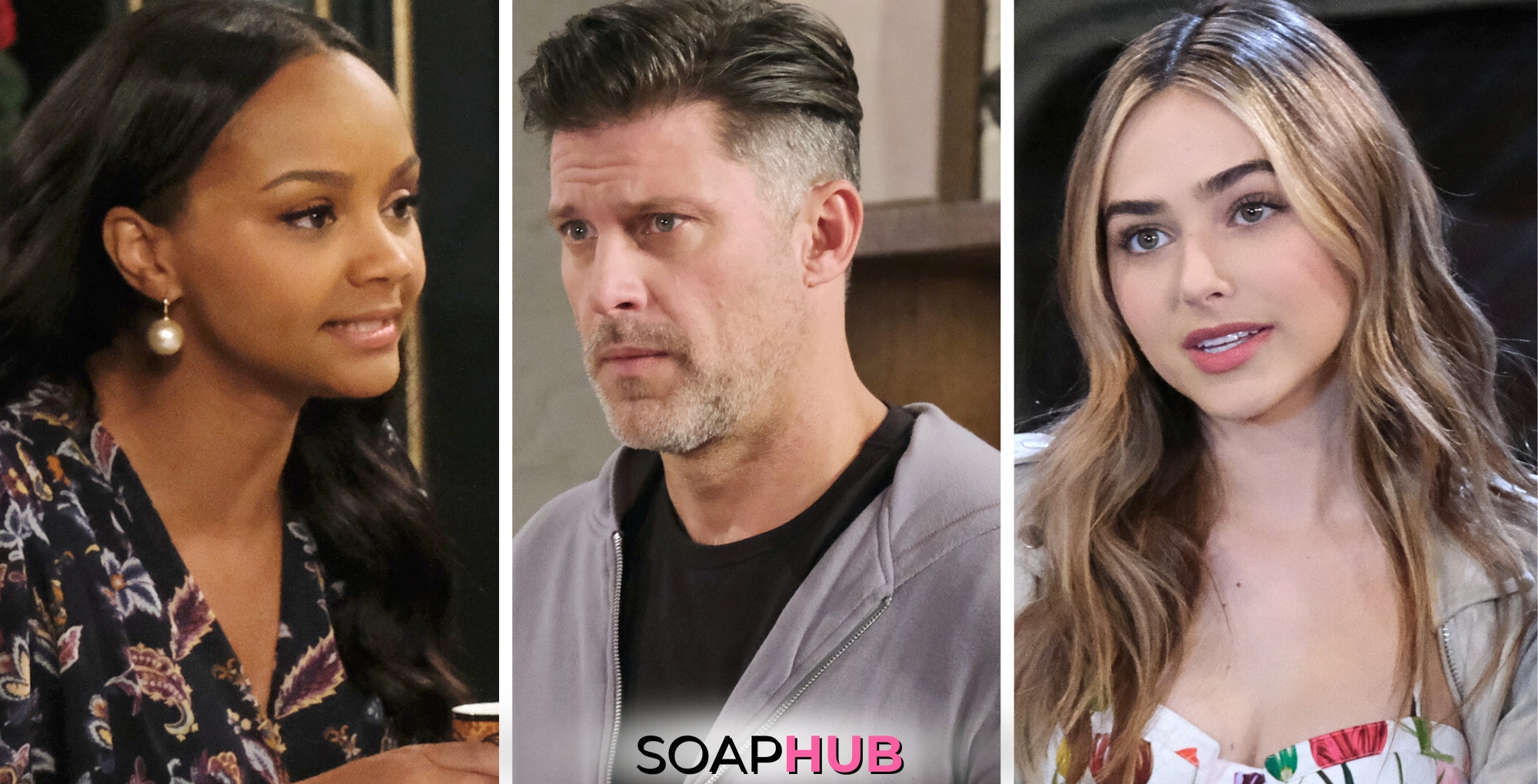 Days Of Our Lives Spoilers for the week of September 2-6, featuring Chanel, Eric, and Holly, with the Soap Hub Logo on the bottom