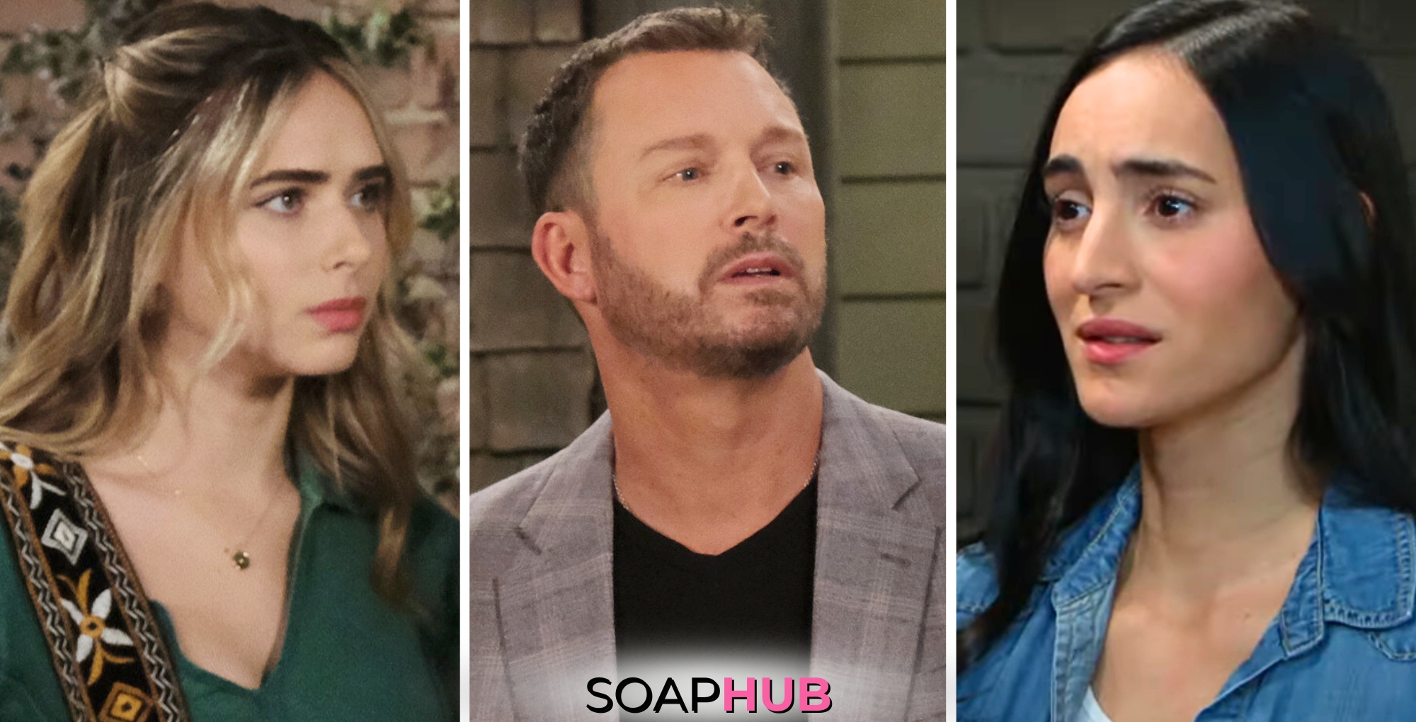 Days Of Our Lives Spoilers for the week of August 26 - 30 featuring Holly, Brady, and Gabi, with the Soap Hub Logo on the bottom