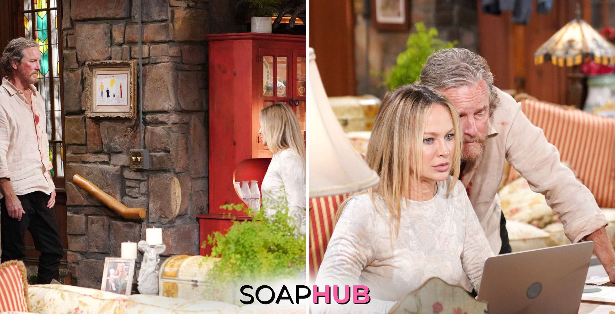 Young and the Restless August 2 with Sharon, Cameron, and the Soap Hub logo.