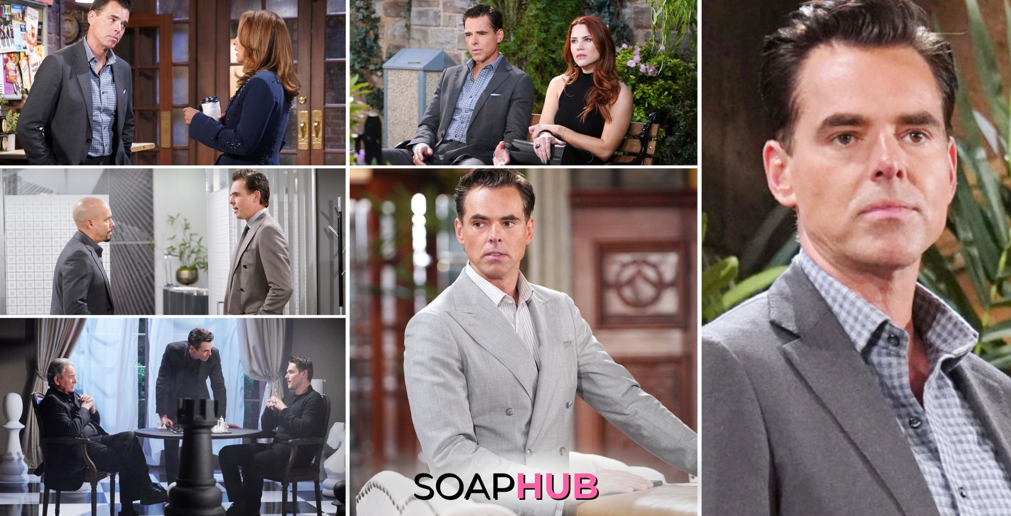 Collage of Young and the Restless's Billy Abbott, with Soap Hug logo at the bottom of image