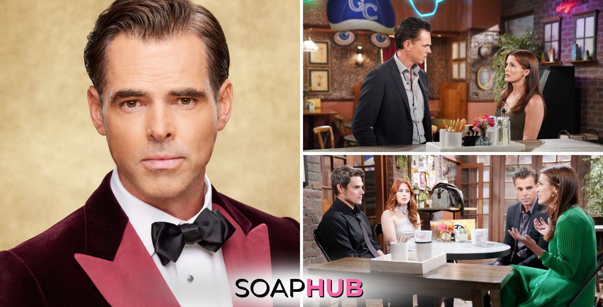 The Young and the Restless Jason Thompson, Billy, Chelsea, and the Soap Hub logo.