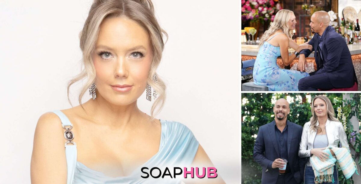 Young and the Restless star Melissa Ordway, Abby, Devon, and the Soap Hub logo.