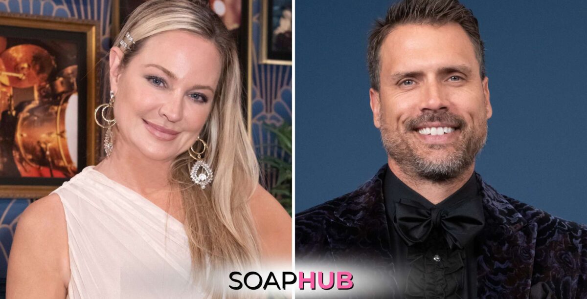 The Young and the Restless Sharon Case, Joshua Morrow, and the Soap Hub logo.