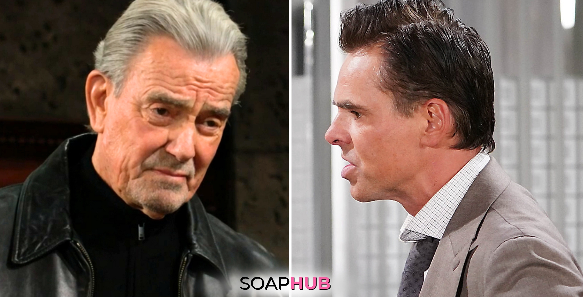 Young and Restless Spoilers August 20 Victor, Billy, and the Soap Hub logo.