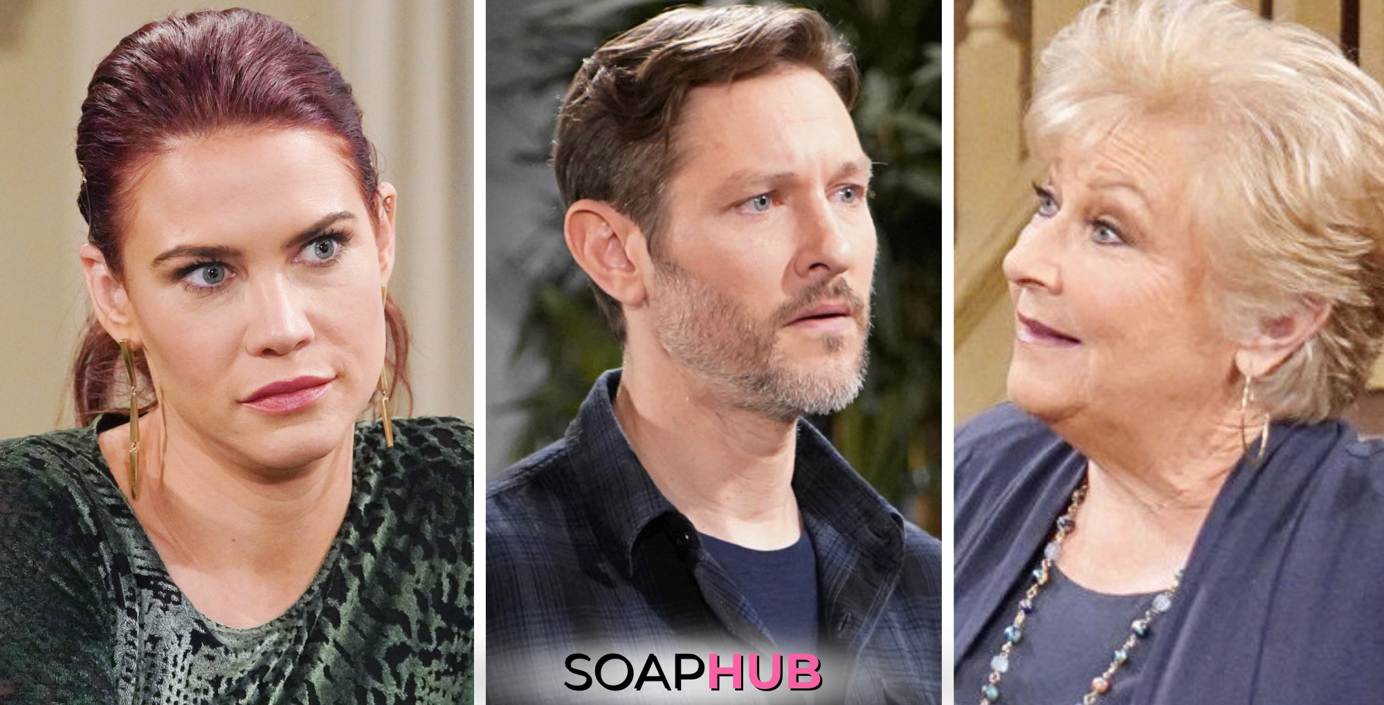 Young and the Restless Spoilers Weekly Update August 26-30 with Sally, Daniel, and Traci, and the Soap Hub logo.