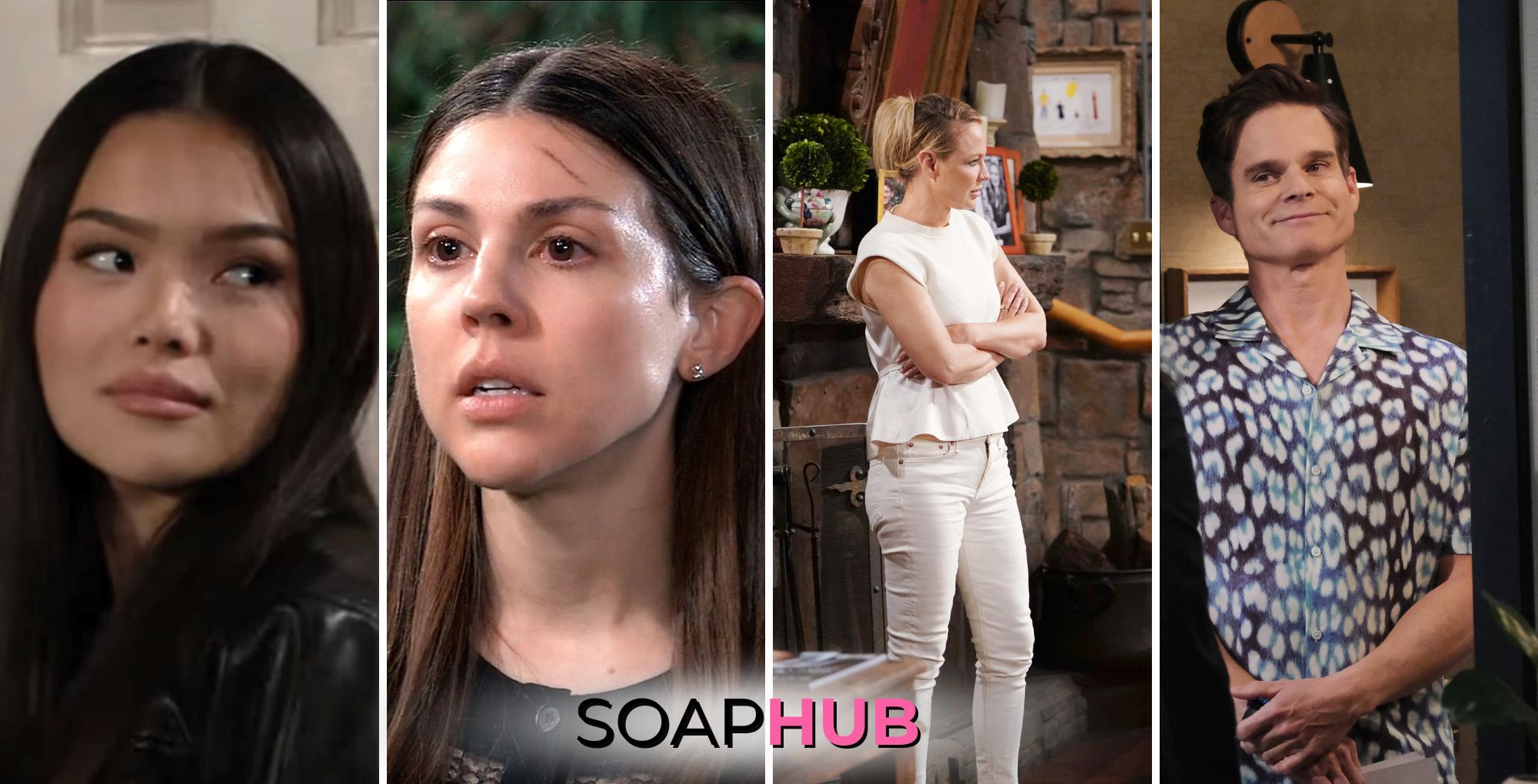 Soap Opera performers of the month for August, 2024 with Lisa Yamada, Kate Mansi, Sharon Case, and Greg Rikaart, with the Soap Hub logo.