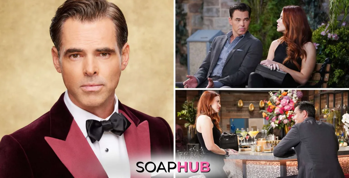 The Young and the Restless star Jason Thompson, Billy, and Sally with the Soap Hub logo.