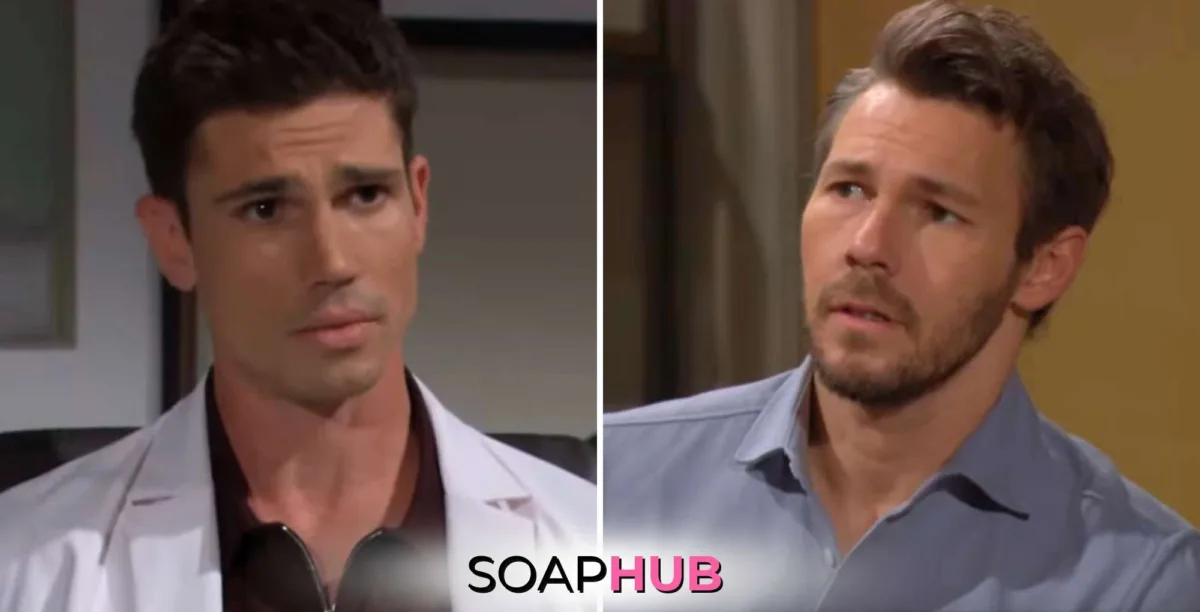 Bold and the Beautiful September 11 Finn, Liam, and the Soap Hub logo.