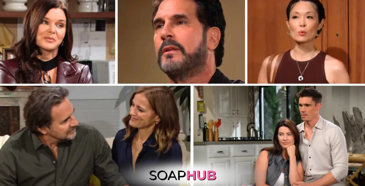 Collage of the Monday, September 9 episode of The Bold and the Beautiful, with Soap Hub logo