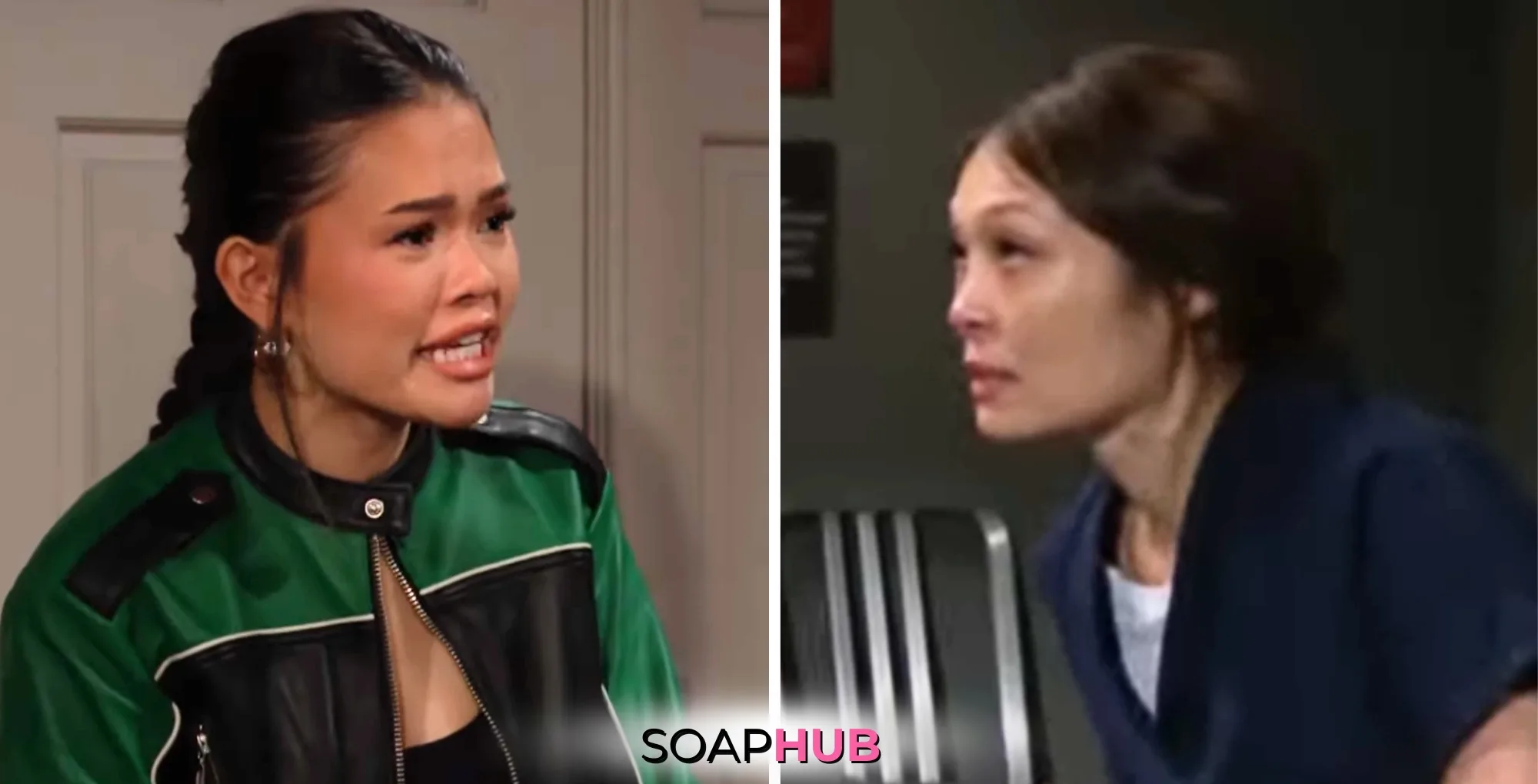 Bold and the Beautiful Spoilers for Friday, September 6, Episode 9354 Feature Luna and Poppy with the Soap Hub Logo Across the Bottom.