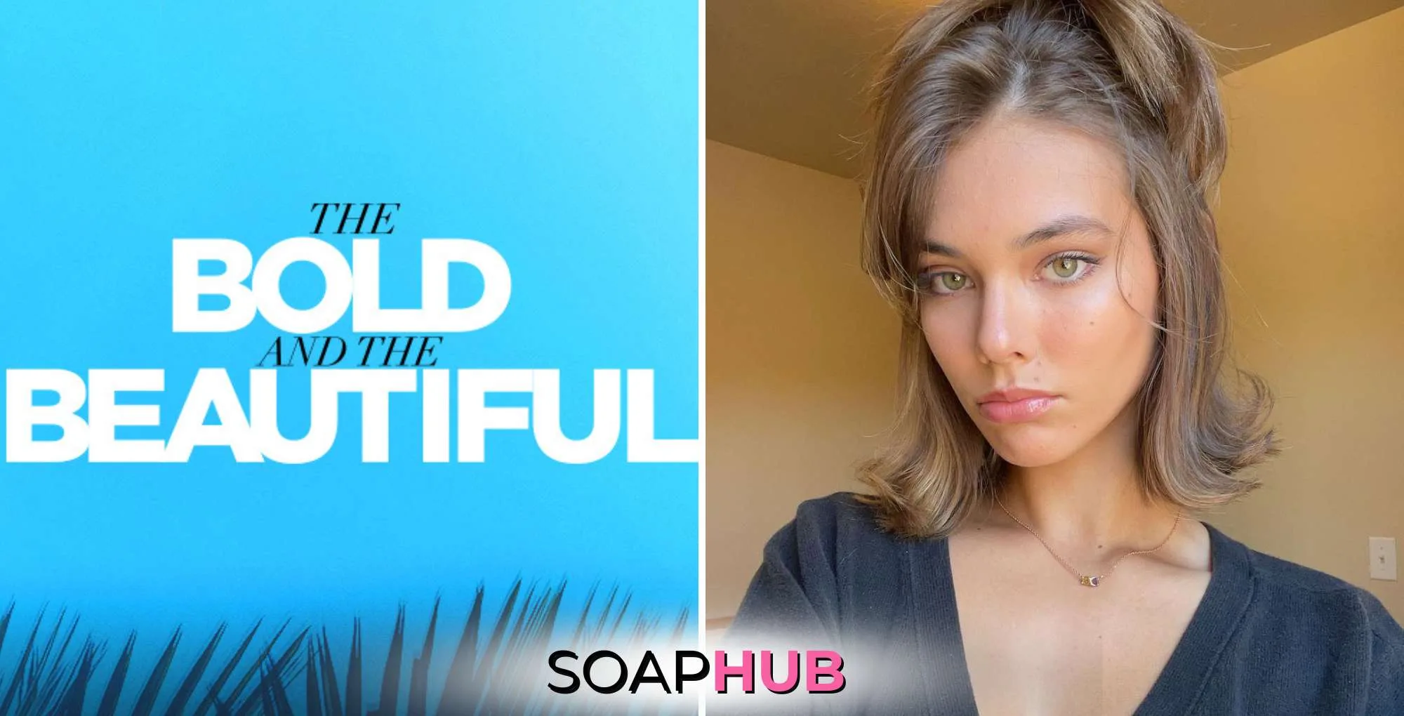 Bold and the Beautiful's Laneya Grace with the Soap Hub logo.