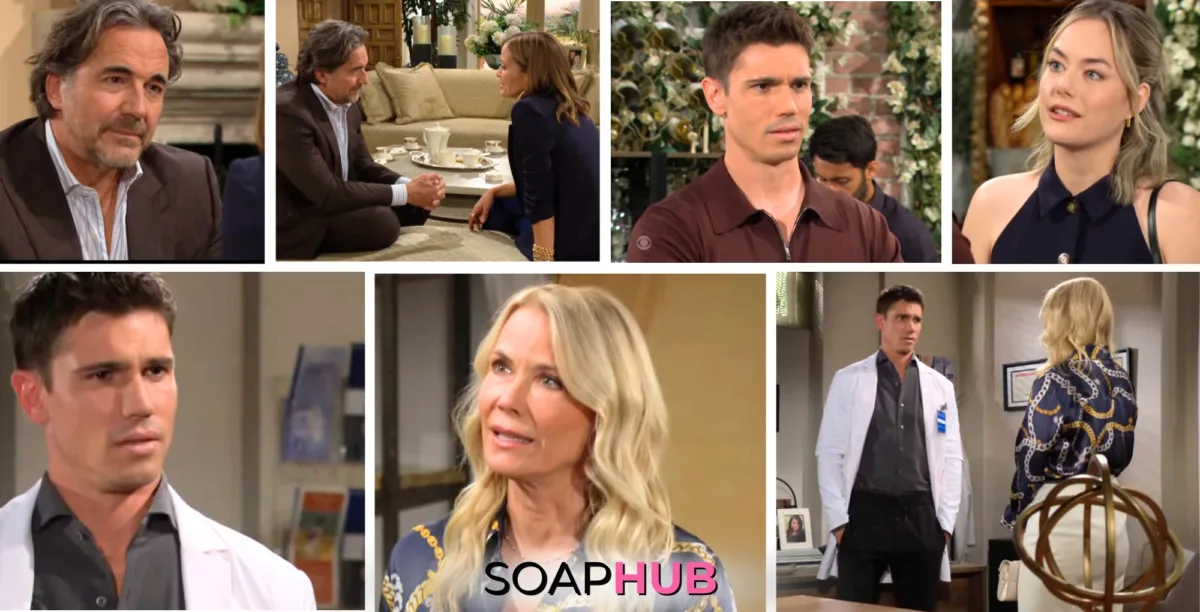 Weekly Bold and the Beautiful Spoilers Preview September 16-20 with the Soap Hub logo.