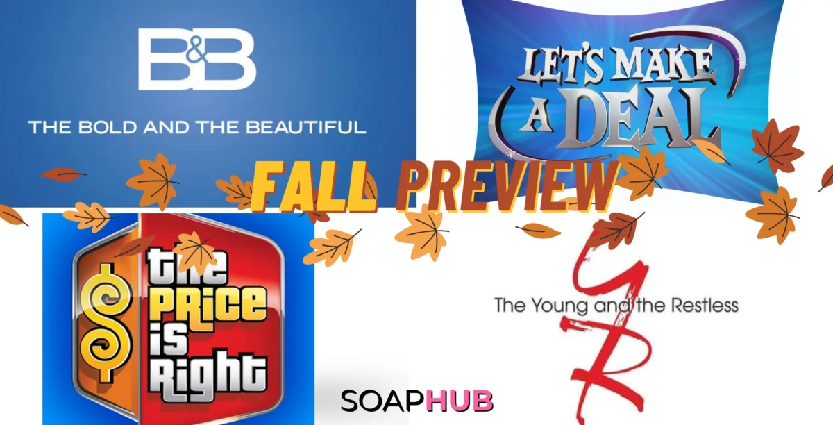 Image of CBS Daytime Lineup including Y&R, CBS, Price is Right, Let's Make a Deal, with Soap Hub logo