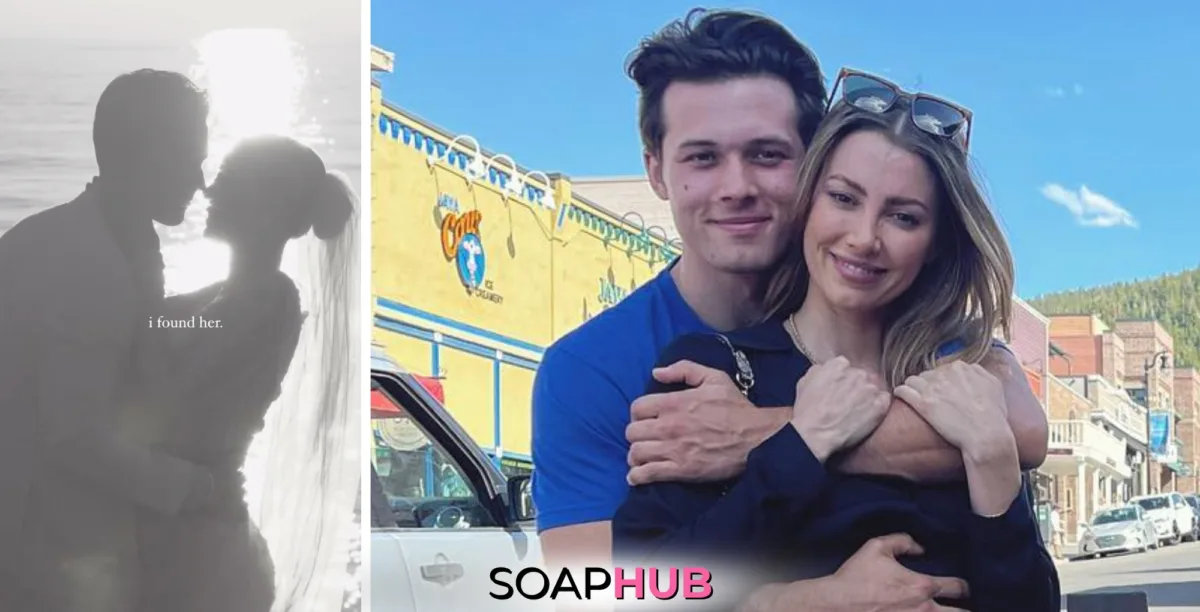 Days of Our Lives' Leo Howard and Natasha Hall with the Soap Hub logo across the bottom.