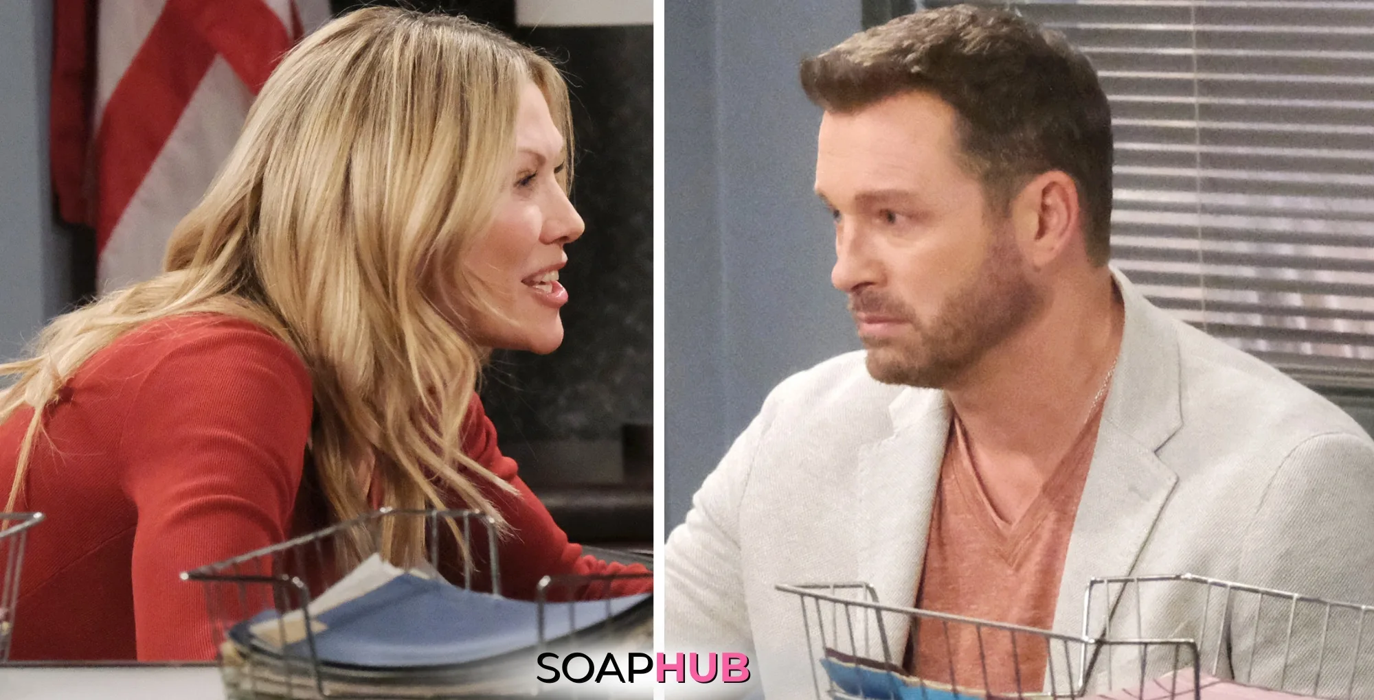 Days of our Lives Spoilers October 2 Brady, Kristen, and the Soap Hub logo.