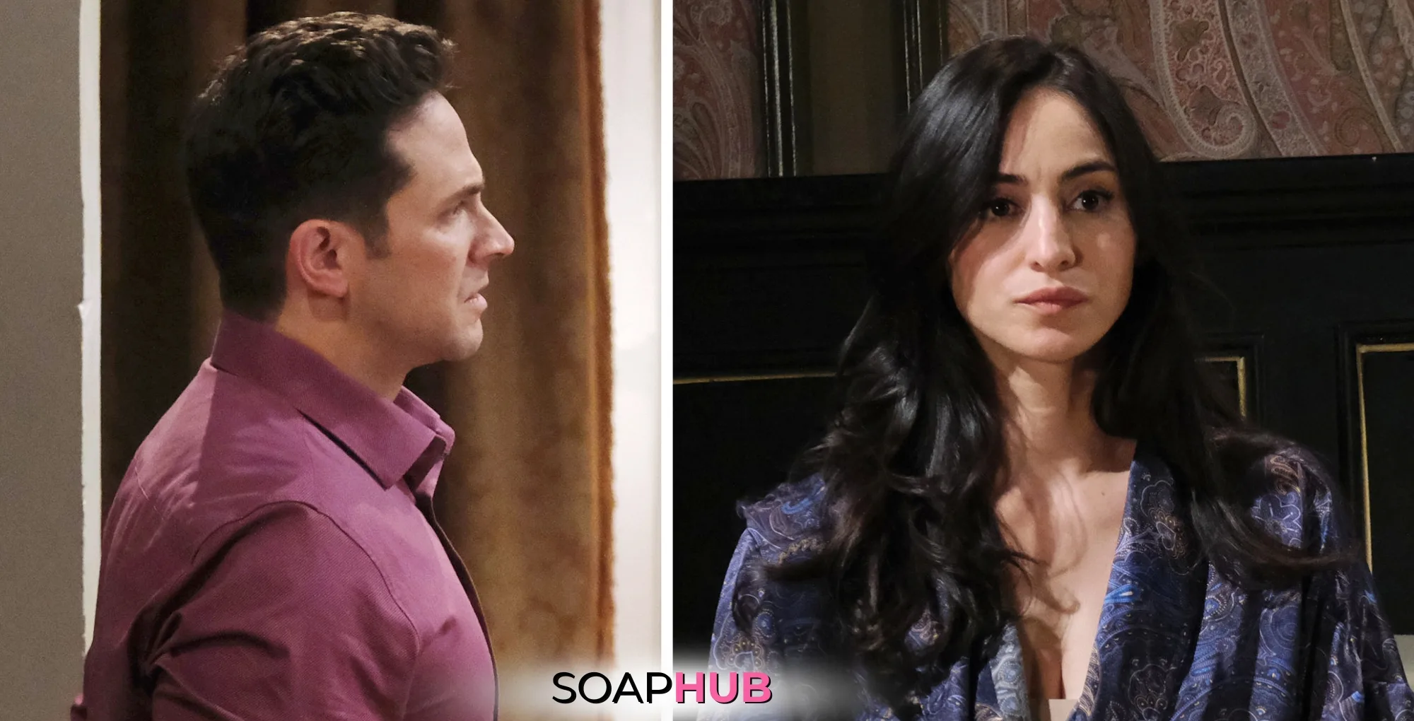 Days of our Lives Spoilers September 4 Gabi, Stefan, and the Soap Hub logo.