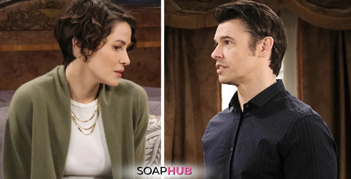 Days of our Lives Spoilers September 25 Sarah, Xander with the Soap Hub logo.