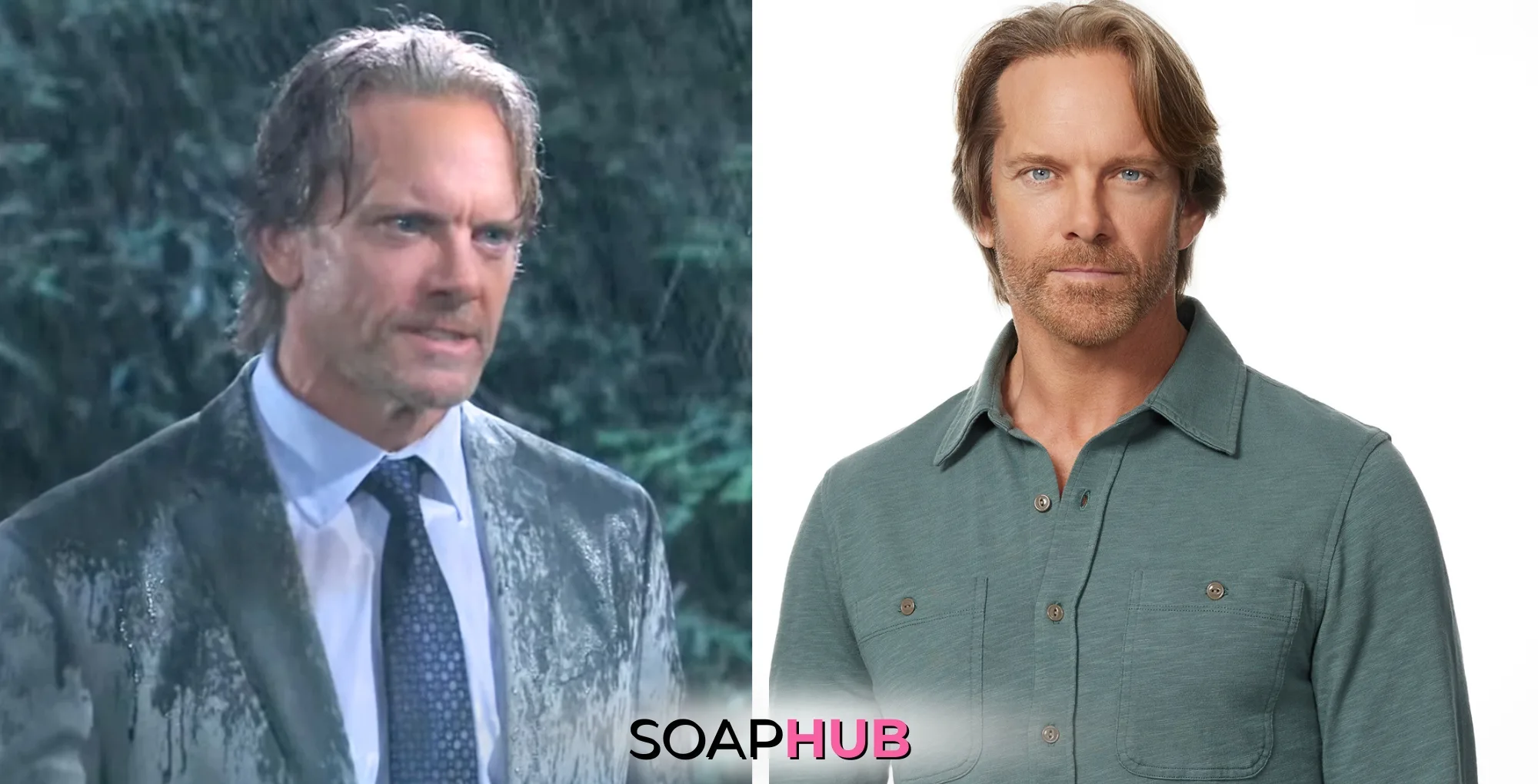 Image of Adam J. Harrington and his General Hospital alter ego Agent John "Jagger" Cates, with Soap Hub logo