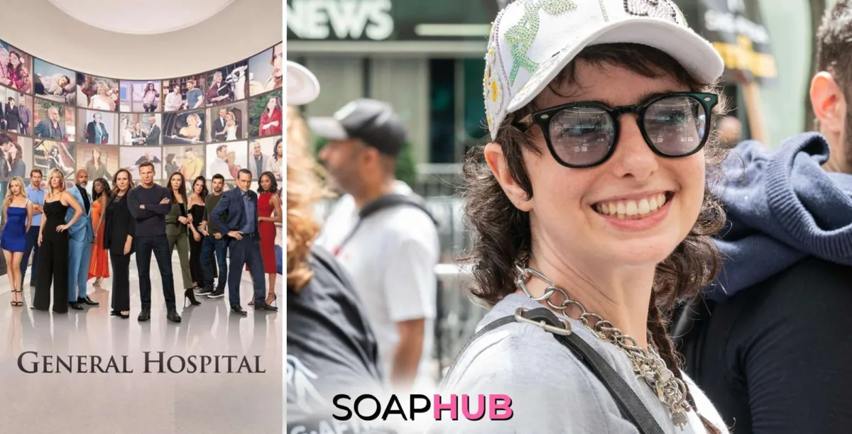 General Hospital key art and Sarah Sherman with the Soap Hub logo.