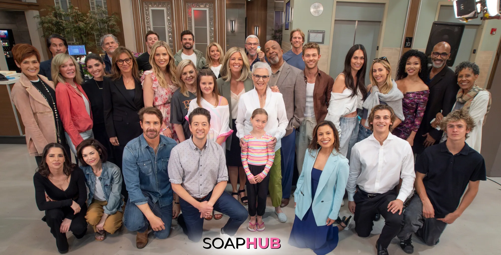 Image of General Hospital cast for upcoming fan celebration, with Soap Hub logo