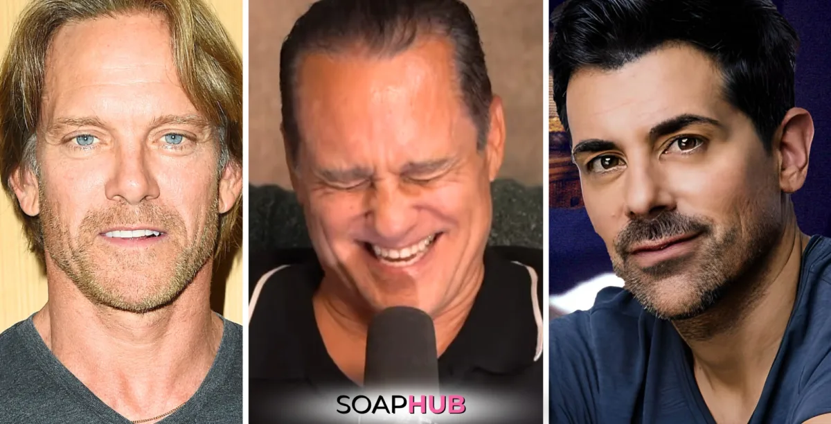 Adam Harrington, Maurice Benard, and Adam Huss from General Hospital with the Soap Hub logo across the bottom.