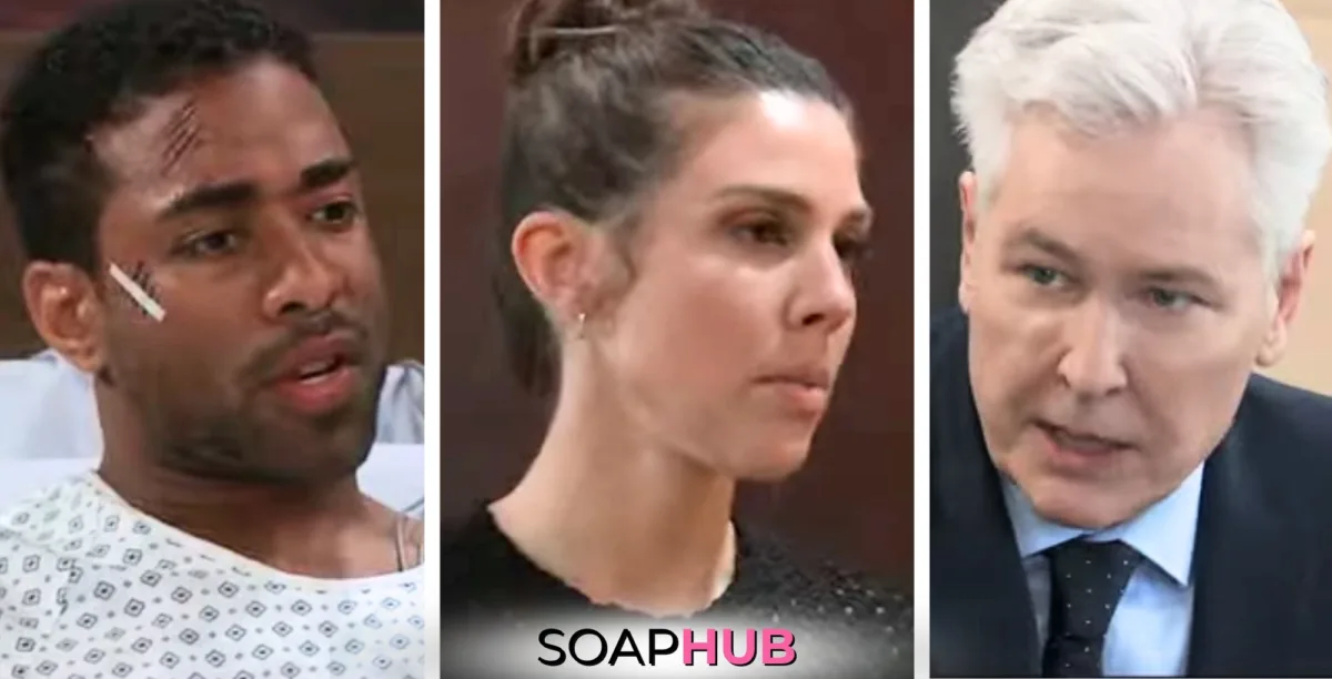 Isaiah, Kristina, and Martin on General Hospital with the Soap Hub logo across the bottom.