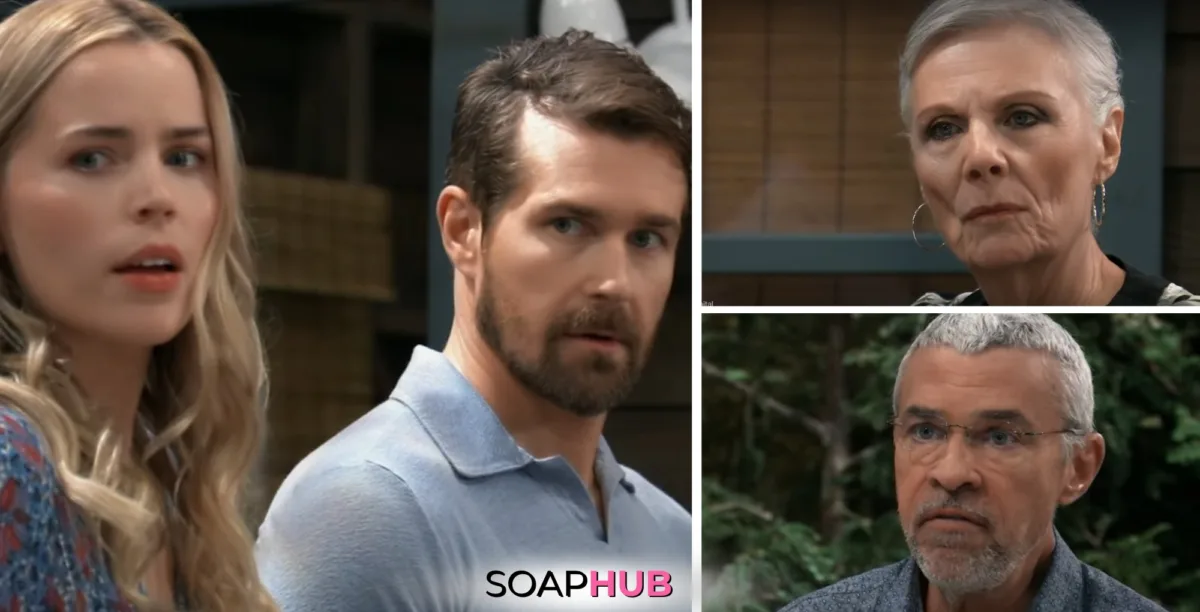 Sasha, Cody, Tracy, and Mac On the September 12, 2024 episode of General Hospital with the Soap Hub logo across the bottom.