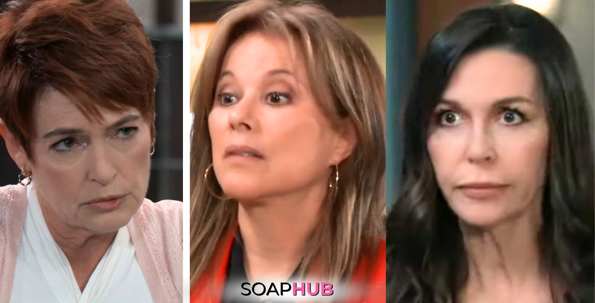 General Hospital spoilers for Monday, September 9, 2024, featuring Diane, Alexis, and Anna, complete with the Soap Hub logo