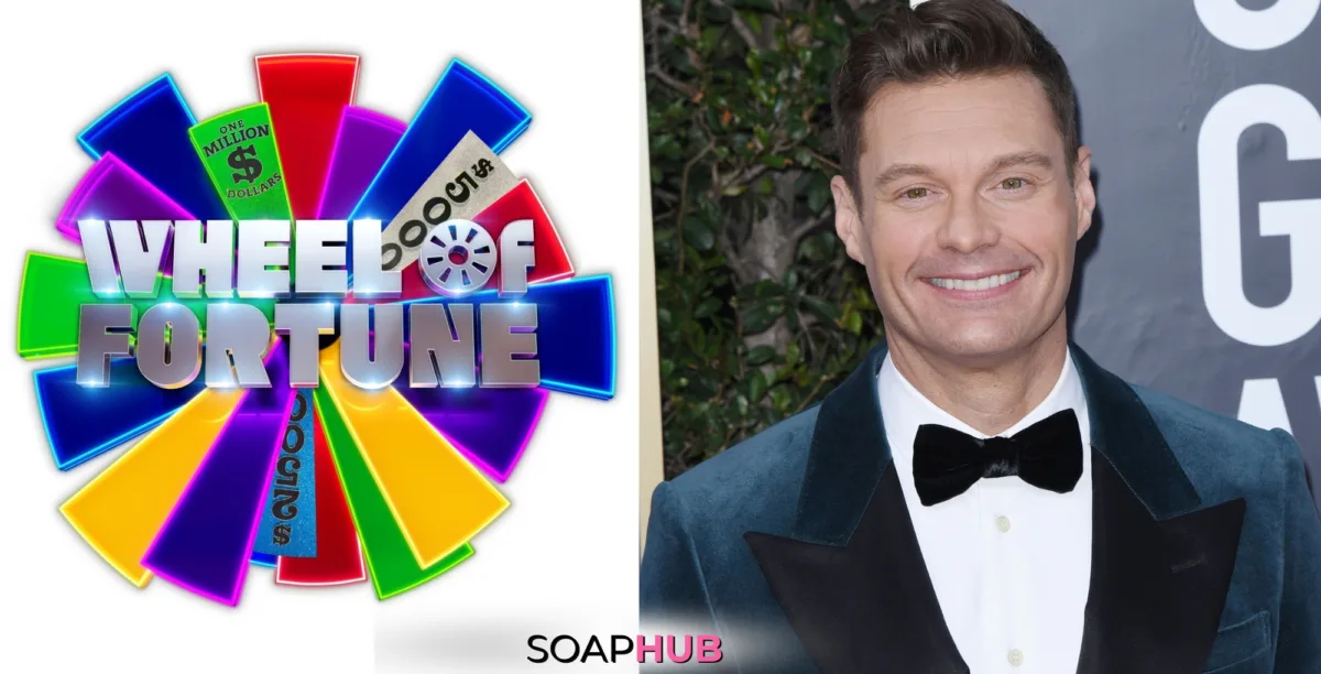 Wheel of Fortune logo, Ryan Seacrest, and the Soap Hub logo.