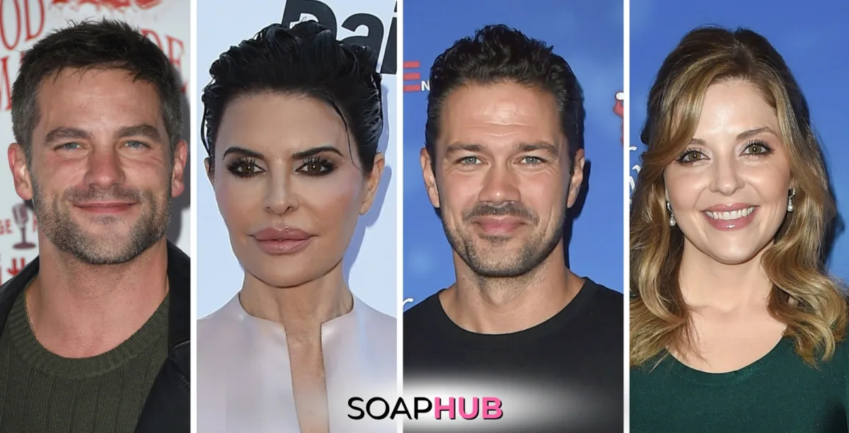 Brant Daugherty, Lisa Rinna, Ryan Paevey, and Jen Lilley with the Soap Hub logo across the bottom.