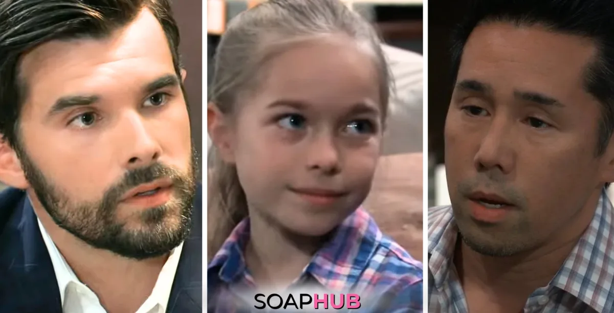 Chase, Violet, and Brad on General Hospital with the Soap Hub logo across the bottom.