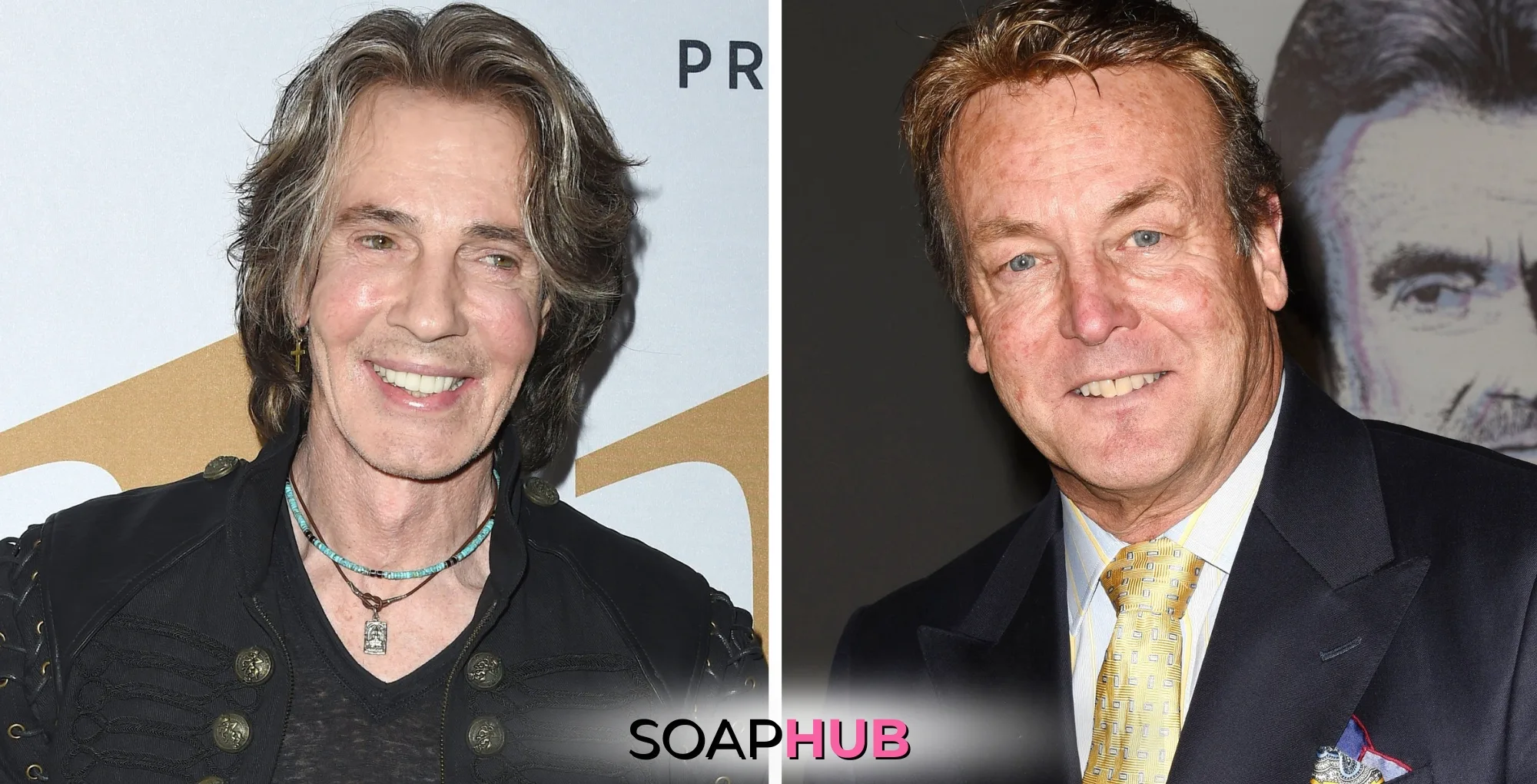 The Young and the Restless and General Hospital alums Rick Springfield and Doug Davidson with the Soap Hub logo across the bottom.