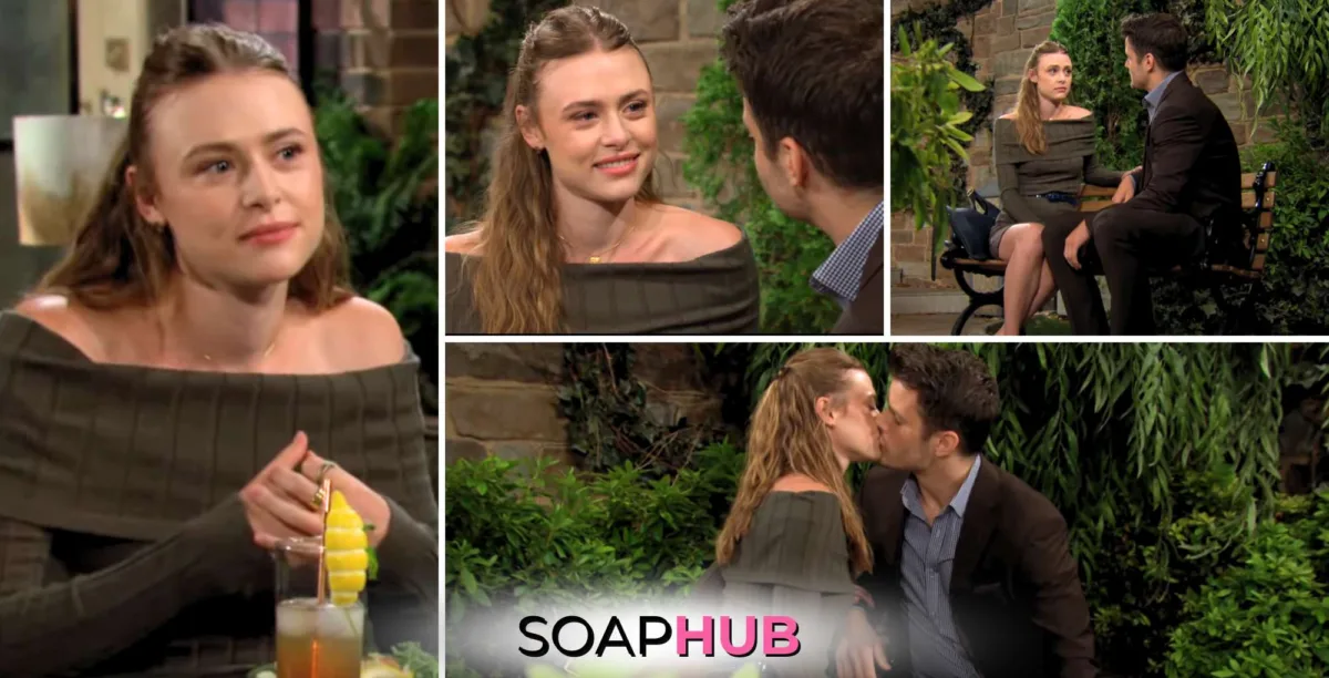 Young and the Restless September 13 Claire, Kyle, and the Soap Hub logo.