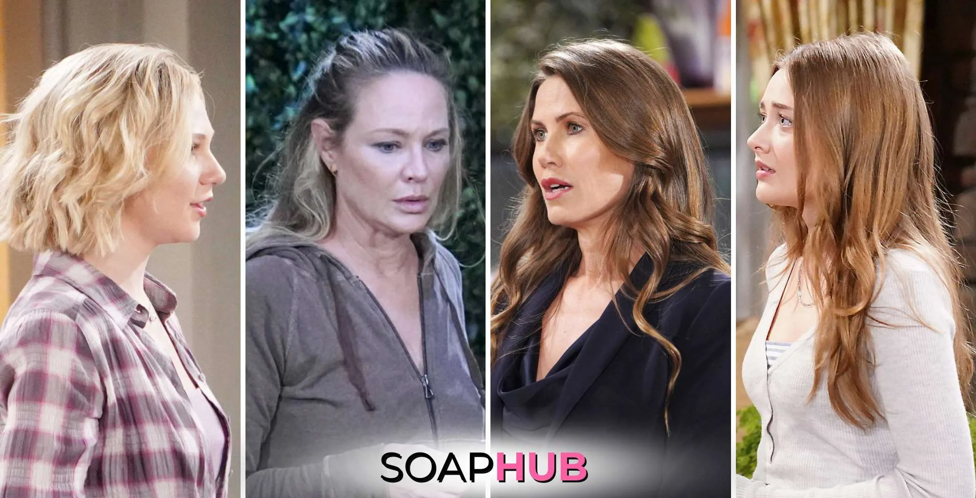 Young and the Restless Lucy, Sharon, Heather, and Faith with the Soap Hub logo.