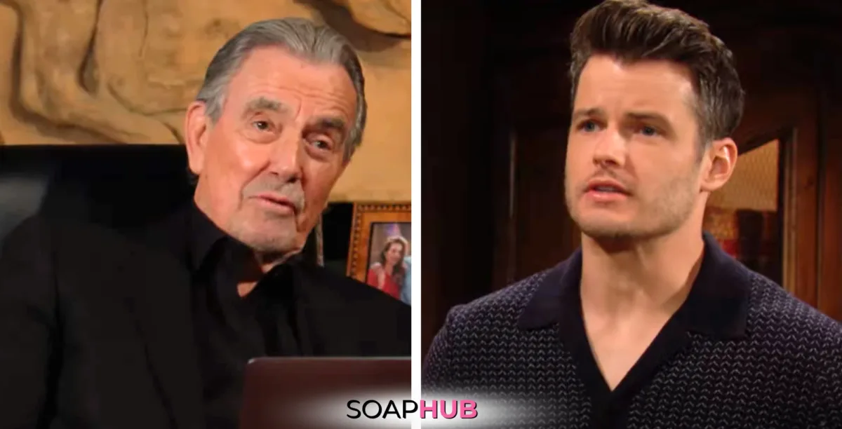 Young and Restless Spoilers October 1 Victor and Kyle with the Soap Hub logo.