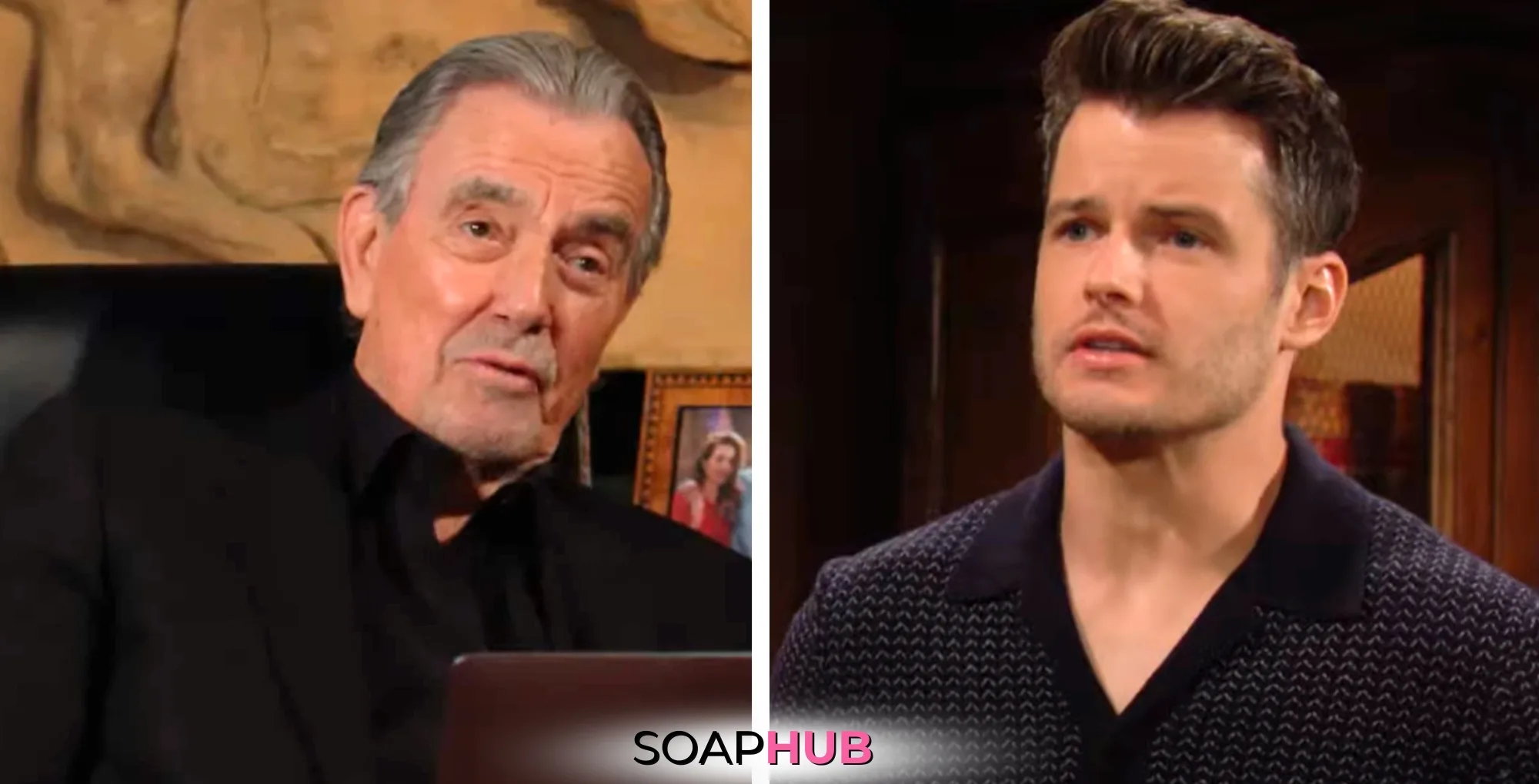 Young and Restless Spoilers October 1 Victor and Kyle with the Soap Hub logo.