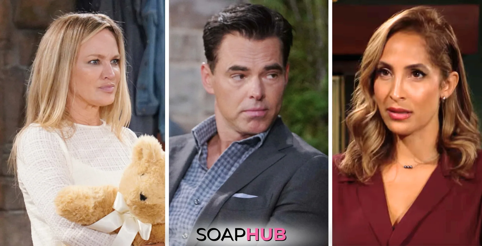 Young and the Restless Spoilers Weekly Update September 16-20 Sharon, Billy, and Lily with the Soap Hub logo.