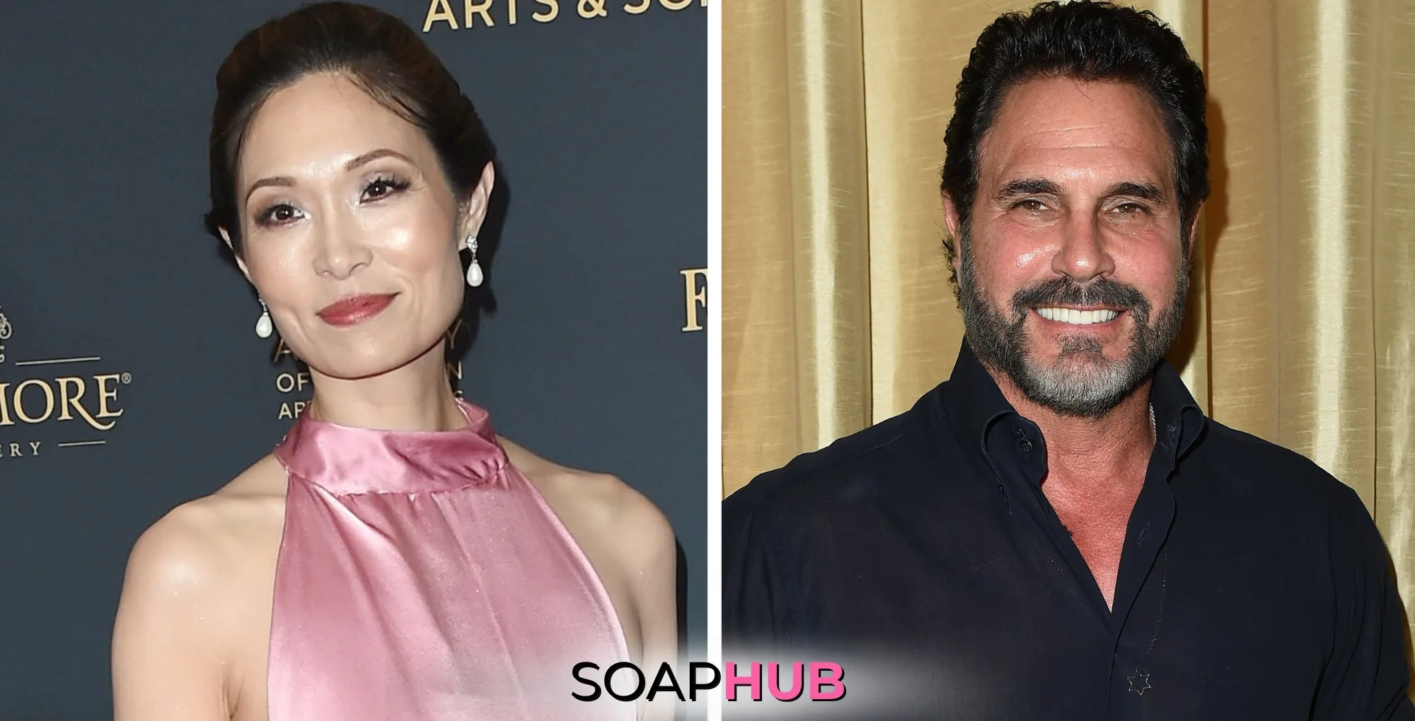 The Bold and the Beautiful stars Romy Park and Don Diamont; with the Soap Hub logo.